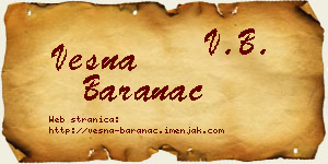Vesna Baranac vizit kartica